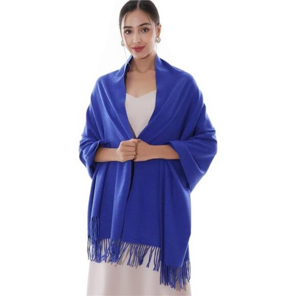 Large Warm Soft Scarves Royal Blue - Picture 2 of 7